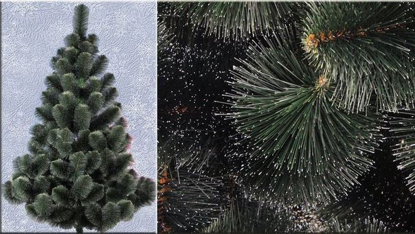 Штучна ялинка 2,6 метра (сосна з інеєм) темно-зелена, фото 1