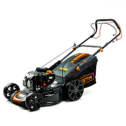 Потужна газонокосарка бензинова GTM LM48-SP самохідна : 3.7 кВт, 800 м², ширина 48 см, висота 30-80 см, 70л