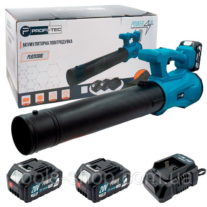 Потужна акумуляторна повітродувка PROFI-TEC PLB2036BL POWERLine :  з АКБ 2 шт-20 V 5.0 Аh