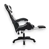 Комп'ютерне крісло з підніжкою + 2 подушки MASTER KO24B ЧОРНО-БІЛЕ, фото 6