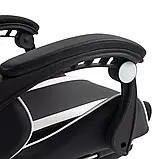 Комп'ютерне крісло з підніжкою + 2 подушки MASTER KO24B ЧОРНО-БІЛЕ, фото 9