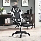 Комп'ютерне крісло з підніжкою + 2 подушки MASTER KO24B ЧОРНО-БІЛЕ, фото 3