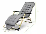 Садовий шезлонг тканинний + матрац IdealGarden до 125кг Розкладне крісло Лежак Сірий і Чорний Лежаки Шезлонги, фото 4