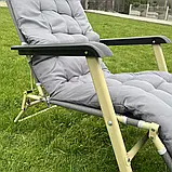 Садовий шезлонг тканинний + матрац IdealGarden до 125кг Розкладне крісло Лежак Сірий і Чорний Лежаки Шезлонги, фото 7