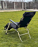 Садовий шезлонг тканинний + матрац IdealGarden до 125кг Розкладне крісло Лежак Сірий і Чорний Лежаки Шезлонги, фото 3