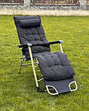 Садовий шезлонг тканинний + матрац IdealGarden до 125кг Розкладне крісло Лежак Сірий і Чорний Лежаки Шезлонги, фото 10