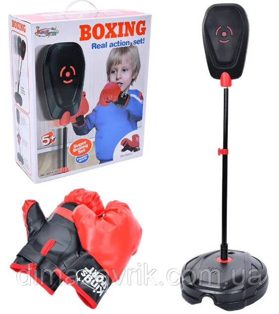 Дитячий боксерський набір Boxing MR 1246 GRB з подушкою 26x16 см, платформа, стійка 85-130 см, 2 рукавички
