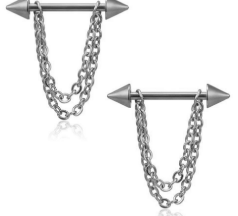 Сталеві сережки для пірсингу сосків із ланцюгом 2 шт. Пірсинг сосків 2 шт., фото 1