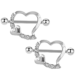 Сережка для пірсингу сосків. Пірсинг сосків у формі серця з кристалами, фото 2