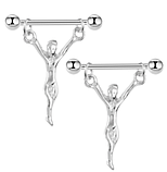 Сережка для пірсингу сосків. Пірсинг сосків у формі серця з кристалами, фото 6