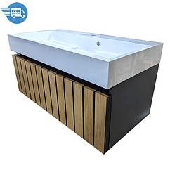 Підвісна тумба шпон Milos 90 см з раковиною Fancy Marble Ashley 460