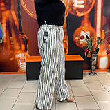 Брюки жіночі палаццо прямі літні у смужку 48 різнокольорові, фото 7