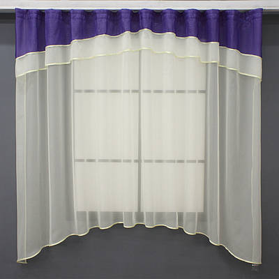 Гардина (280х170см.), арка на кухню з шифону. Колір молочний із фіолетовим. Код 036к 52-0852