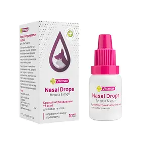 VITOMAX Краплі інраназальні та очні для собак і котів Вітомакс Nasal Drops 10 мл (4820275970831)