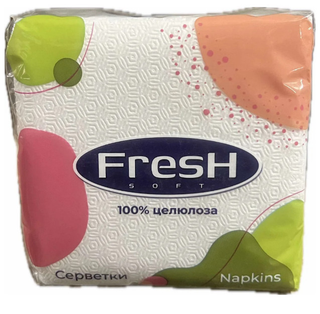 Серветки паперові 24*24 білі, 85 шт/уп FRESH (4820262610016)
