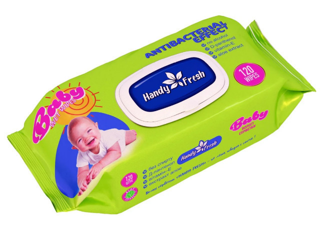 Серветки вологі Handy fresh Baby 120 шт/уп. антибактеріальні, клапан, (4820237500090)