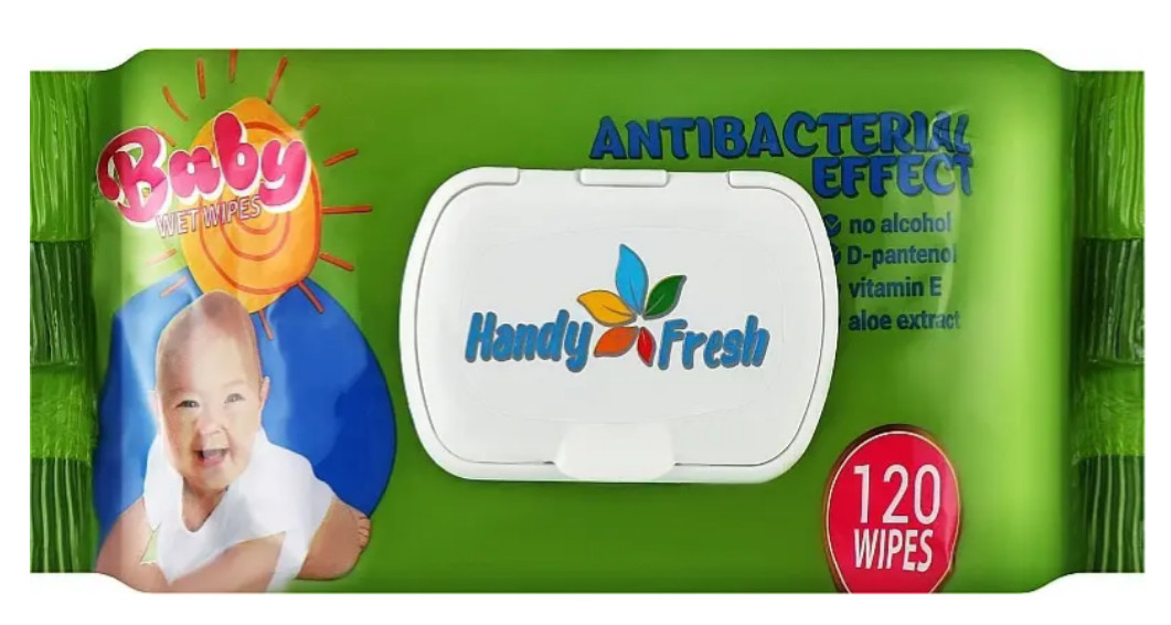Серветки вологі Handy fresh Baby . КЛАПАН, яблуко 120 шт/уп (4820237500212)