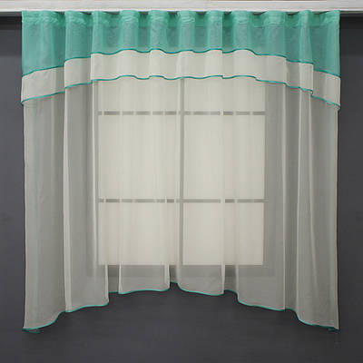 Гардина (270х170см.), арка на кухню з шифону. Колір молочний з бірюзовим. Код 036к 52-0855