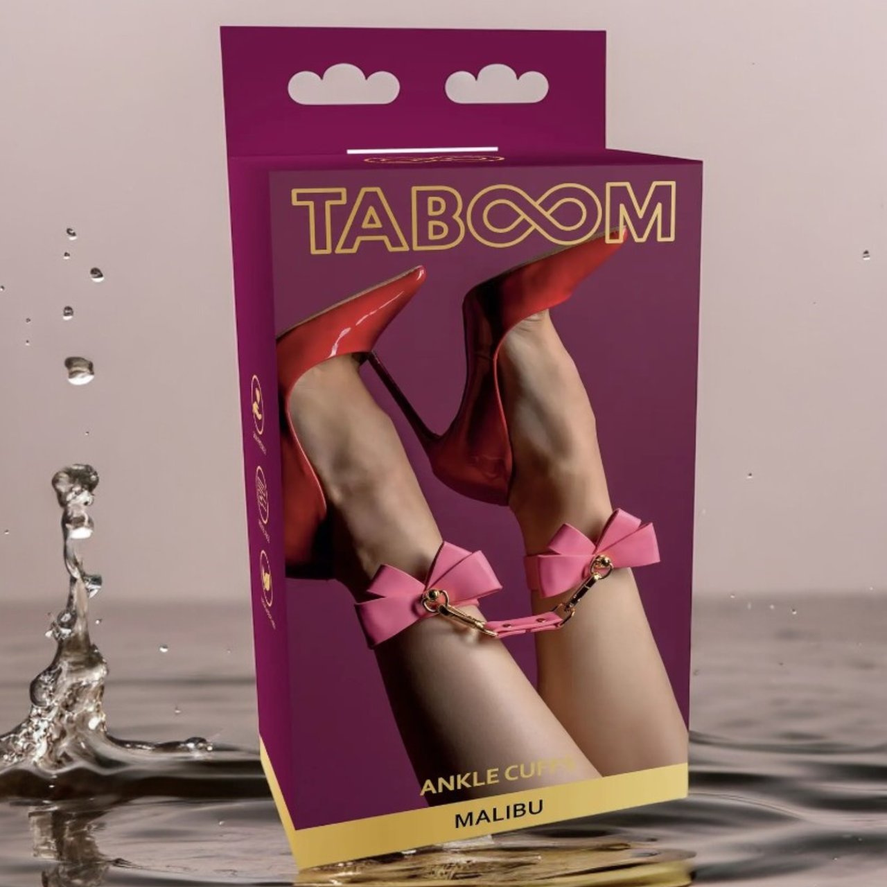 Поножи з бантиками рожеві з веганської шкіри "Malibu Ankle Cuffs" Taboom