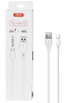 Micro USB Кабель білий (White), XO-NB103, 1m, (2.1A)