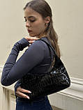 Жіноча чорна сумка 803 багет рептилія, фото 4
