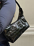 Жіноча чорна сумка 803 багет рептилія, фото 6