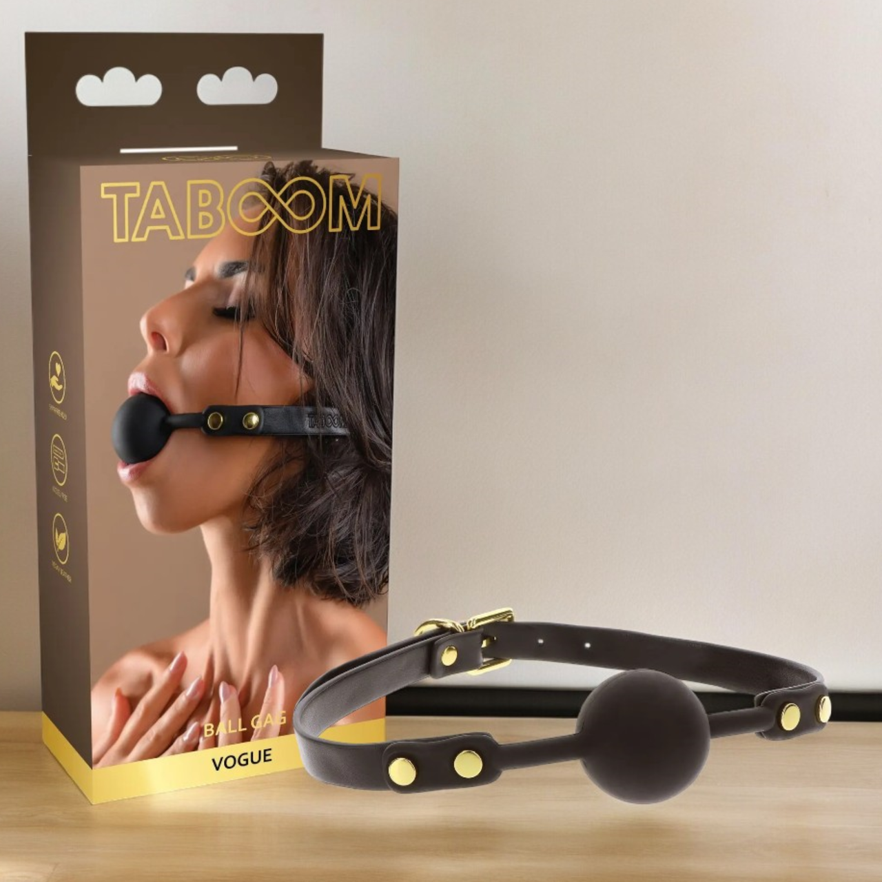 Капелюх із золотою фурнітурою чорний "Ball Gag" Taboom