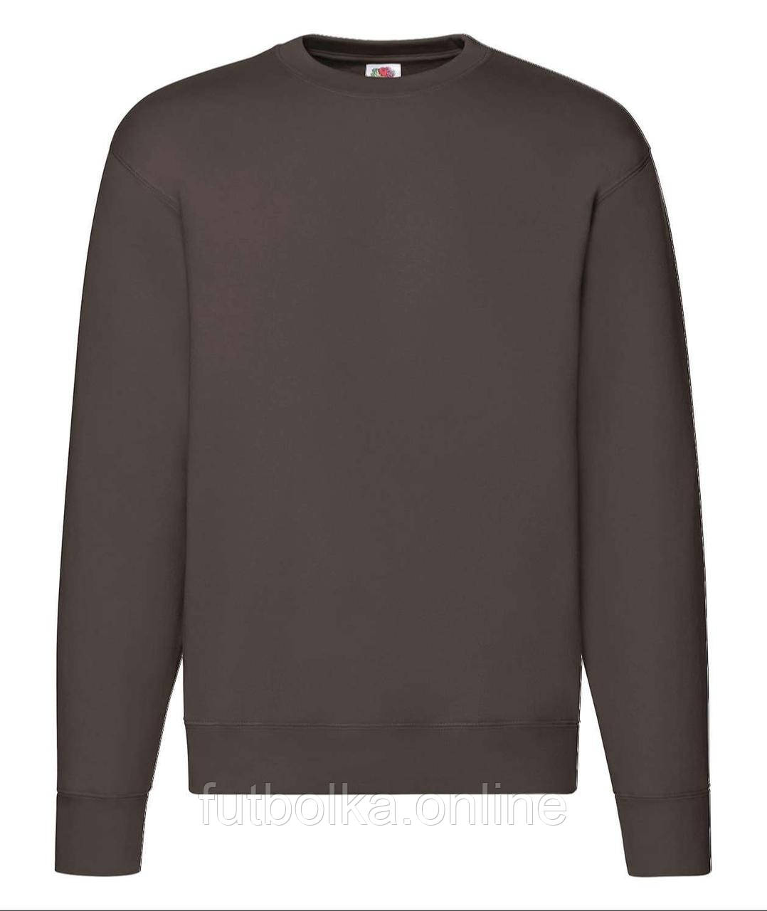 Шоколадний чоловічий светр вільний Premium set-in sweat Fruit of the loom