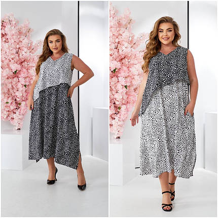 Літнє красиве плаття з короткими рукавами із софту розміри батал, фото 1