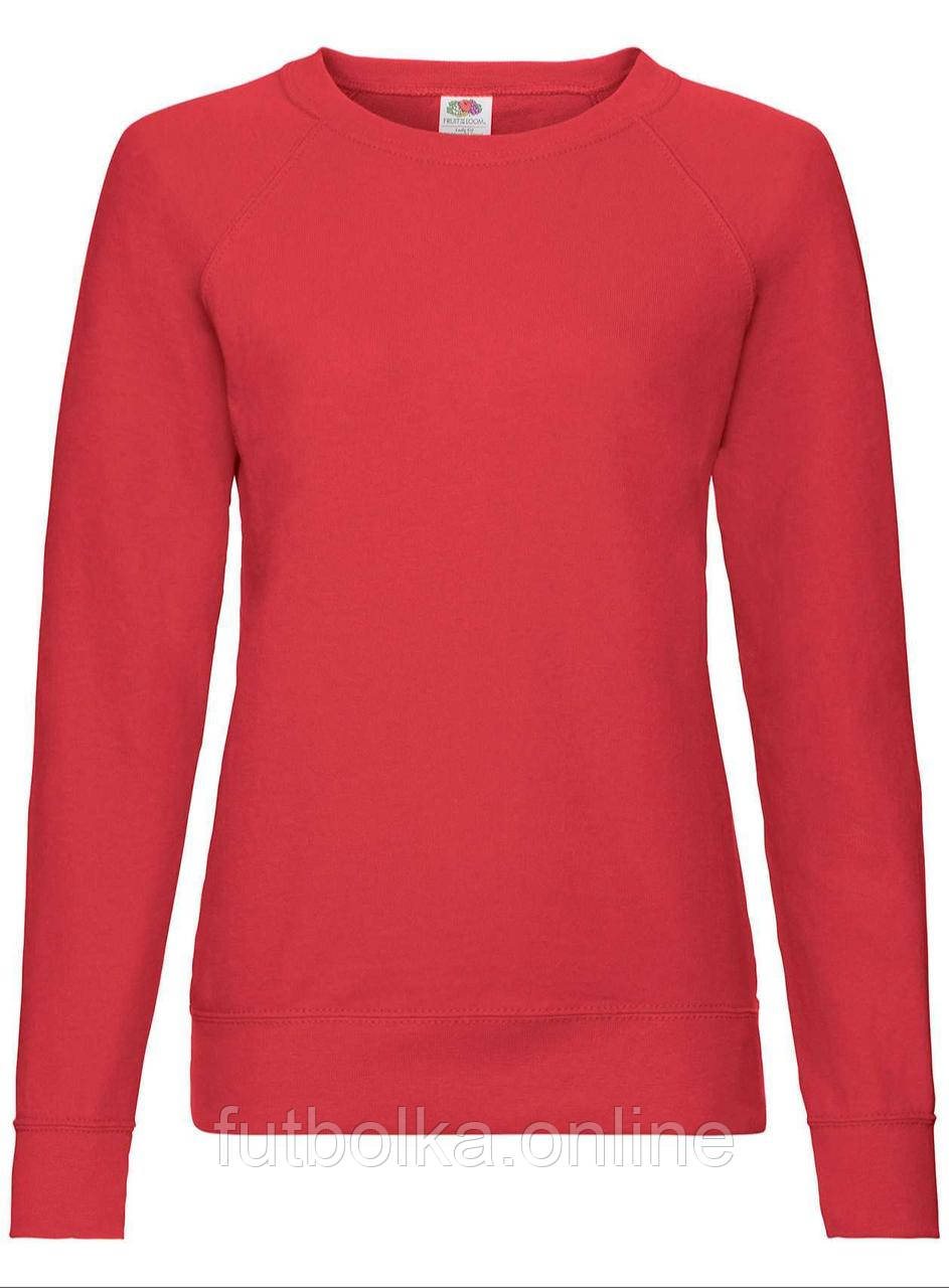 Червоний жіночий світшот легкий Lightweight raglan sweat lady-fit Fruit of the loom