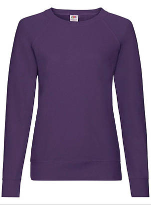 Фіолетовий жіночий світшот легкий Lightweight raglan sweat lady-fit Fruit of the loom, фото 1