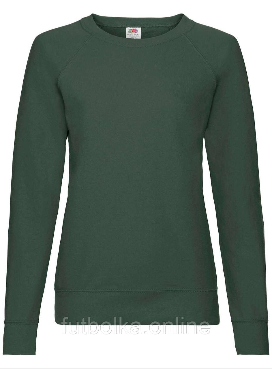 Темно-Зелений жіночий світшот легкий Lightweight raglan sweat lady-fit Fruit of the loom