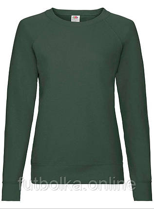 Темно-Зелений жіночий світшот легкий Lightweight raglan sweat lady-fit Fruit of the loom, фото 1