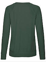 Темно-Зелений жіночий світшот легкий Lightweight raglan sweat lady-fit Fruit of the loom, фото 4