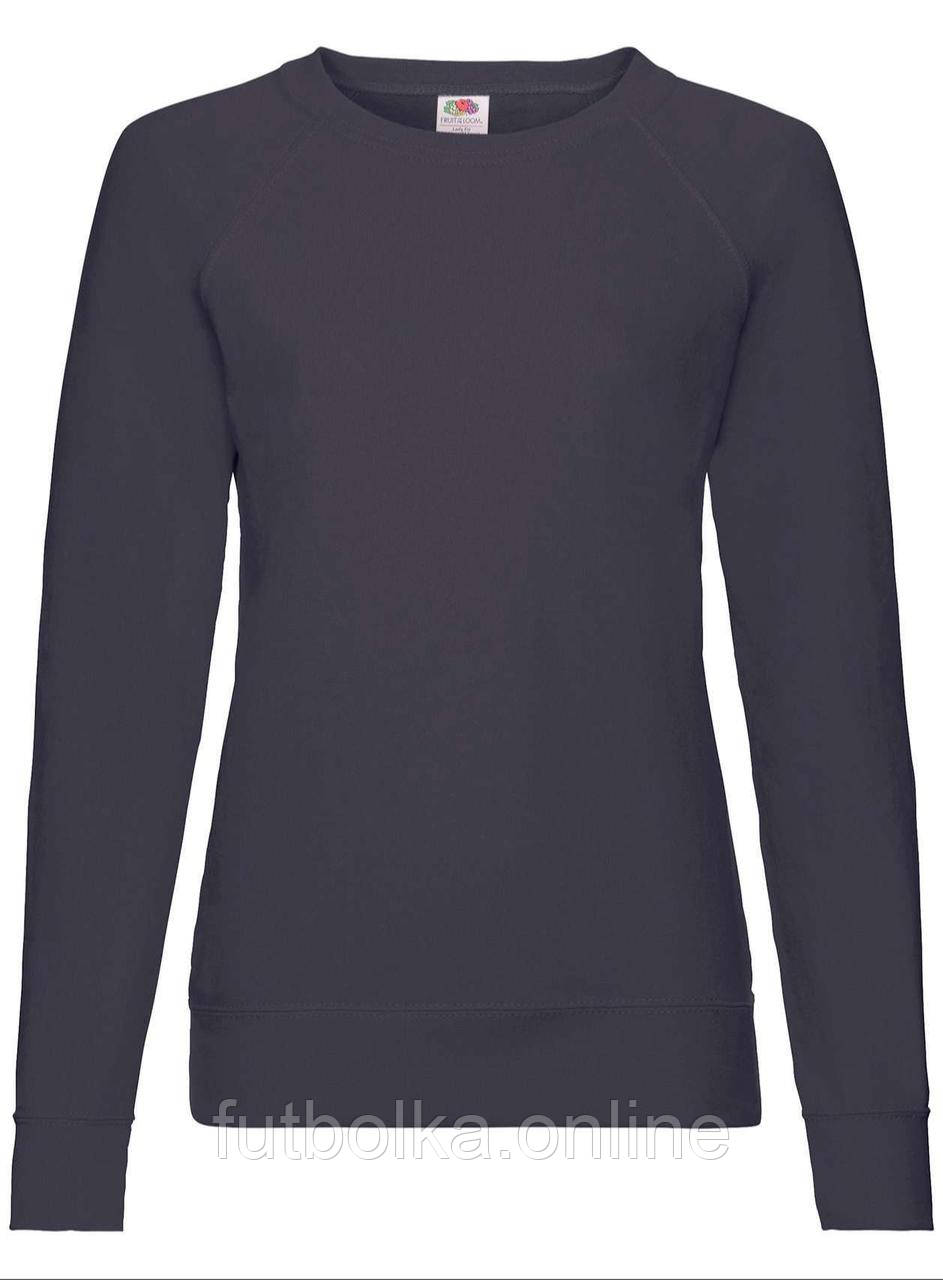 Глибокий Темно-Синій жіночий світшот легкий Lightweight raglan sweat lady-fit Fruit of the loom