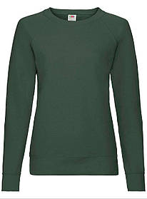 Темно-Зелений жіночий світшот легкий Lightweight raglan sweat lady-fit Fruit of the loom