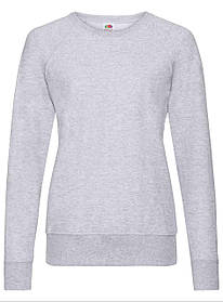 Сіро-Ліловий жіночий світшот легкий Lightweight raglan sweat lady-fit Fruit of the loom