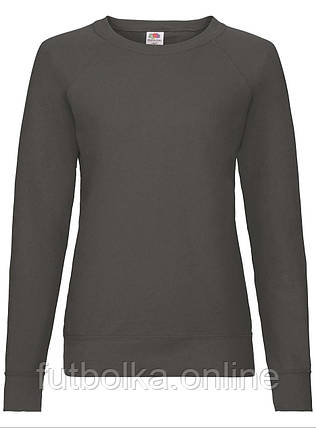 Графіт жіночий світшот легкий Lightweight raglan sweat lady-fit Fruit of the loom, фото 1
