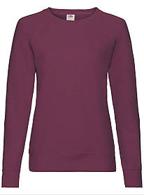 Бордовий жіночий світшот легкий Lightweight raglan sweat lady-fit Fruit of the loom