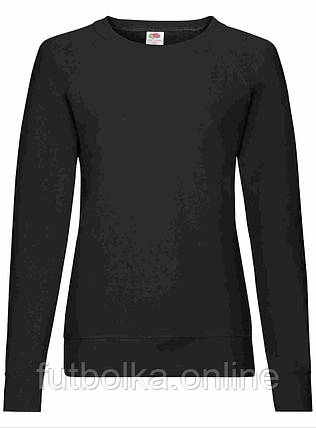Чорний жіночий світшот легкий Lightweight raglan sweat lady-fit Fruit of the loom, фото 1
