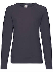 Глибокий Темно-Синій жіночий світшот легкий Lightweight raglan sweat lady-fit Fruit of the loom
