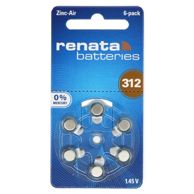 Батарейка до слухового апарату Renata тип 312 (6 шт), фото 1