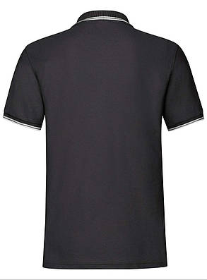Чорне поло чоловіче зі смужками Premium tipped polo Fruit of the loom, фото 4