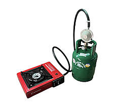 Газова однокомфорочна плита Intertool GS-0001 + Балон Rudyy 15л + редуктор зі шлангом + пальник на балон у подарунок, фото 2