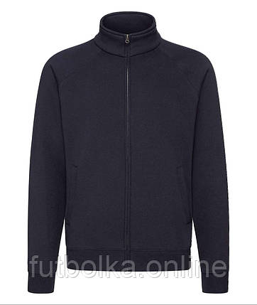Глибоко Темно-Синя чоловіча кофта на застібці Premium sweat jacket Fruit of the loom, фото 1