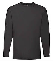 Чорна чоловіча футболка з довгим рукавом базова Valueweight long sleeve Fruit of the loom, фото 6