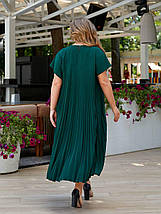 Гарне плаття вільне епластик преміум смарагдовий із короткими рукавами розміри батал, фото 5