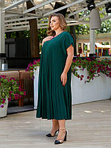 Гарне плаття вільне епластик преміум смарагдовий із короткими рукавами розміри батал, фото 3
