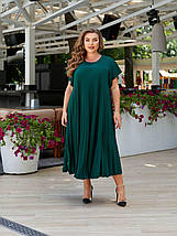 Гарне плаття вільне епластик преміум смарагдовий із короткими рукавами розміри батал, фото 2