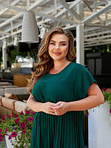 Гарне плаття вільне епластик преміум смарагдовий із короткими рукавами розміри батал, фото 4